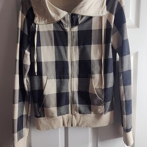 H&M Black and Cream Checkered Blouse